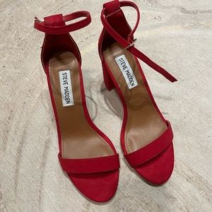 Steve Madden block heels in red velvet